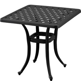 ZOTORUN 21”Cast Aluminum Outdoor Side Table, Cast Aluminum Patio End Tables, Weather Resistant End Table, Coffee Table for Patio, Porch, Deck, Garden, Black (1, Black)