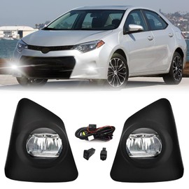 LED Fog Lights Compatible With 2014 2015 2016 Toyota Corolla S SE with Clear Lens Bumper Lamps Replacement Included Wiring Harness Kit Switch