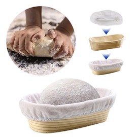 6pcs White Linen Liner Cloth Cover Fit 8" 9" 10" 11" Oval Rattan Banneton Bread Proofing Basket (Oval Size)