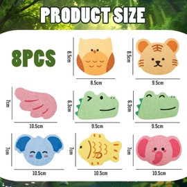 8 Pieces Baby Bath Sponges, Animal Sponge Cloths, Cute Cartoon Bath Sponges, Bath Accessories, Cleaning Sponges