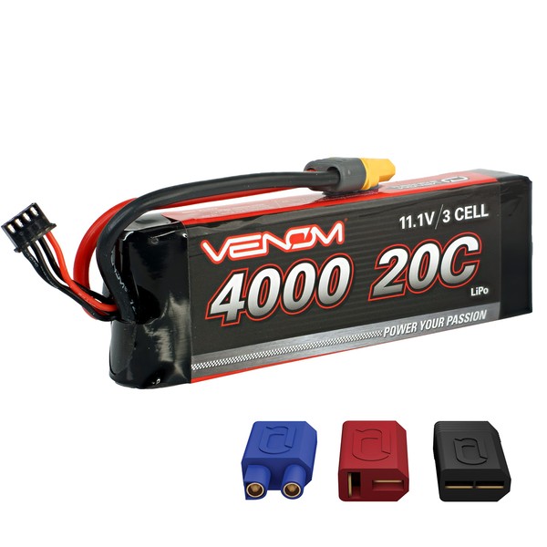 Venom 20C 3S 4000mAh 11.1V batería LiPo con enchufe universal (compatible con EC3/Deans/Tamiya)