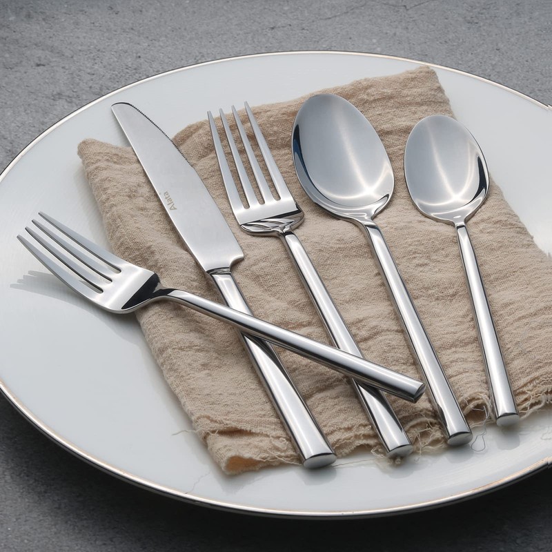 Alata Potter 20-Piece Forged Silverware Set Stainless Steel Flatware Set