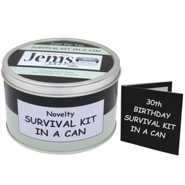 Survival Kit In A Can 30th Birthday Funny Novelty Gift for Men & Women – Unique Keepsake Present for Him or Her – Quirky Gift Box Packed with Fun for Milestone Celebration (Black/Mint)