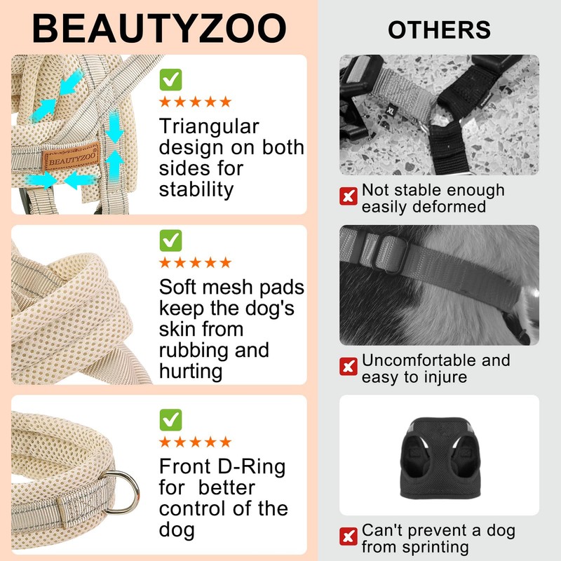 BEAUTYZOO Dog Harness for Small Dogs, No Pull Dog Harness