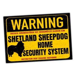 Sheltie Shetland Sheepdog Warning Security System Door Sign Dog Sign