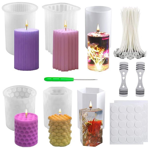 NICAVKIT 6Pcs Silicone Candle Molds Set for Candle Making, Bubble