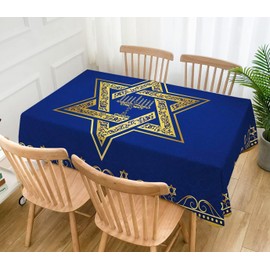 Hafangry Passover Hanukkah Tablecloth Jewish Chanukah Star of David Table Decoration Menorah Festival Day Home Kitchen Dining Room Indoor Outdoor Table Decor-60×84inch