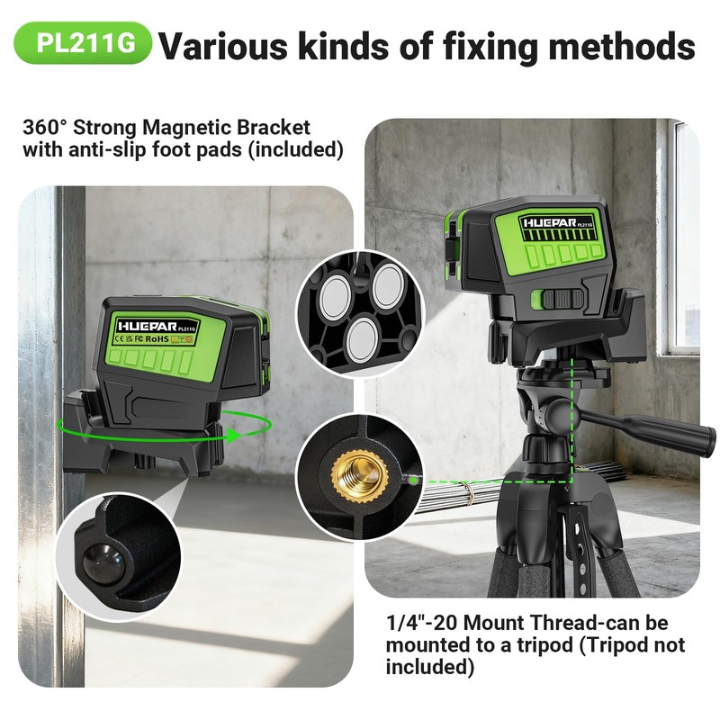 HUEPAR 2 Point and Cross Line Self Leveling Laser Alignment