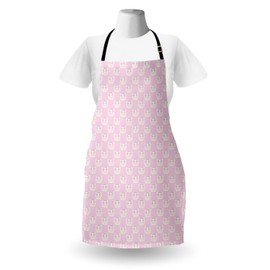Ambesonne Easter Bunny Apron, Rabbit with Ribbons Floral Spring Themed Soft Pink Tones Animals, Unisex Kitchen Bib with Adjustable Neck for Cooking Gardening, Adult Size, Rose Champagne
