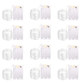 Yiaht 12 Pack Led Fairy Lights Battery Operated String Lights with Timer Waterproof Silver Wire 14 Feet 40 Led Twinkle Mason Jar Lights for Wedding Party Bedroom Patio Christmas White
