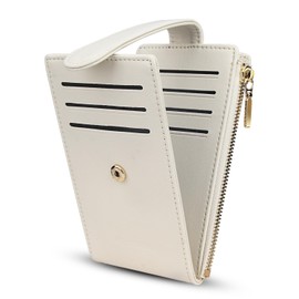 FT FUNTOR Small Wallet for Women，Ladies Bifold RFID Blocking Credit Card Holder with Zipper Coin Pocket & ID Window (White)