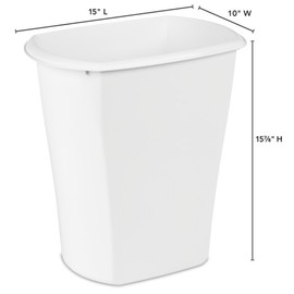 Sterilite 5.5 Gallon Rectangular Wastebasket, Open-top, Medium Sized Trash Can for the Bathroom, Bedroom, or Office, White, 6-Pack