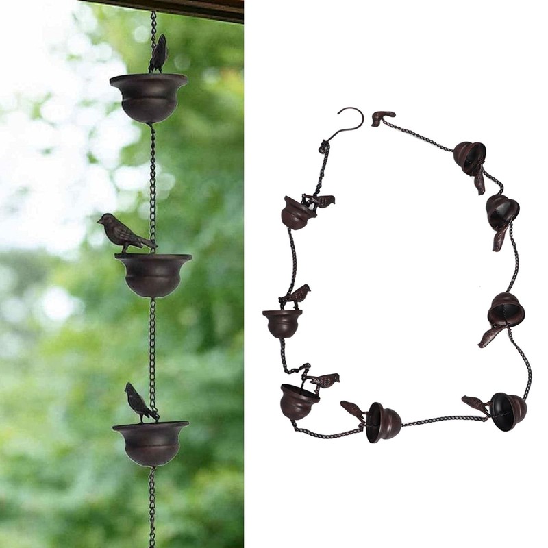 TYCIONG Rain Chain Outdoor Mobile Birds Cup Rain Chain Decorative