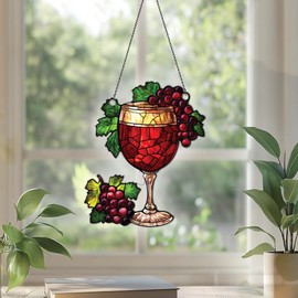 Wine Ornaments 2D Flat Acrylic Window Hanging, Gifts for Wine Lovers, Home Wall Room Hanging Decor, Christmas Decorations