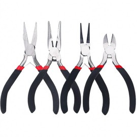 Juego de 4 Alicates para Joyas Pinzas para Bisutería de Corte Pinza de Boca Afilada Plana, Kit de Herramientas de Micro Alicates de Joyería