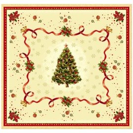 IL MAGGIOLINO Christmas tablecloth, table linen, winter Xmas kitchen table decoration, 100 x 100 cm, Navidad Lurex fabric tapestry, fantasy, made in Italy