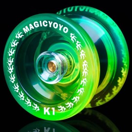 MAGICYOYO K1 Responsive Yoyo for Kids Beginners, Finger Spin Yoyo Tricks, Plastic Yoyo for Adult with Unresponsive Yoyo Bearing + Axle + Yoyo Glove+ Square Yoyo Case+ 12 Yoyo Strings (Green Yellow)