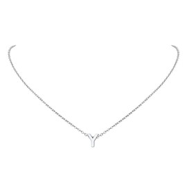 FindChic Alphabet Necklace A-Z Women's Necklace Letter Pendant in Silver Gold, Free Jewellery Box, for Mother's Day, Birthday, Stainless Steel, Y