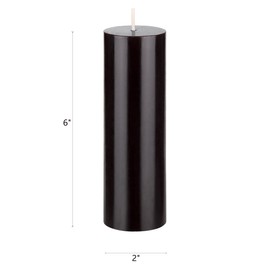 Mega Candles 1 pc Unscented Solid Black Pillar Candles, Hand Poured Premium Wax Candle 2 Inch x 6 Inch, Home Décor, Spas, Weddings, Occasions, Party, Centerpieces, Holidays, Vigils, Prayers