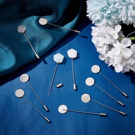 UNICRAFTALE 80 Pieces Brooch Accessories Made of Stainless Steel 77 mm Long Flat Round Metal Tray Lapel Pin Safety Pins Brooch Pin Suit Tie Hat Pin Scarf Badge For