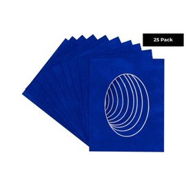 3x5 Mat For 6x7.5 Frame - Precut Royal Blue Suede Oval Shaped Photo Mat Board Opening - Acid Free Matte Bevel Cut for Family Photos, Pack of 25 Matboards Show Kit With Acid Free Backings & Clear Bags