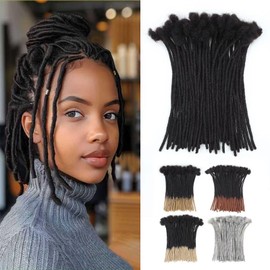 10 inch 30 Strands Loc Extensions Human Hair, 0.6cm Width 100% Human Hair Dreadlock Extensions for Men/Women, Can be Dyed Soft Dreads Extensions,1b