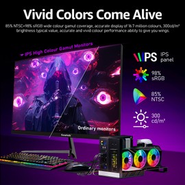 Gawfolk Gaming Monitor 27 inch QHD IPS, PC Screen 120Hz 2K (2560×1440P), Ultra-Thin Zero Frame Computer Display for Home Office Business, DP, HDMI, Wall-Mounted