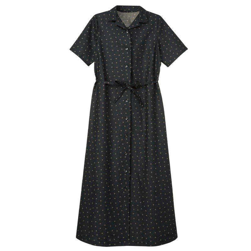 Sun Planning Pattern Pattern Open Collar Dress 7008