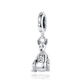 BEEUVIP Mother and little kangaroo Dangle Charm 925 Sterling Silver Bead for Charm Bracelets and Necklaces, Birthday Mothers Day Jewelry Gifts Women