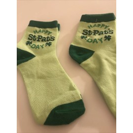 Unbranded Pack of 2 Womens Ankle Socks St Patrick's Day Shamrock Rainbow Green Size 9-11