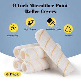 Mister Rui Paint Rollers, 18 Pack, 9 Inch Paint Roller Covers, Microfiber Paint Rollers, Covers for Paint Roller 9mm Nap, Paint Rollers for Painting Walls