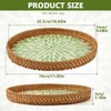 Handwoven Round Rattan Tray,Mother of Pearl Inlay Decorative Serving Tray