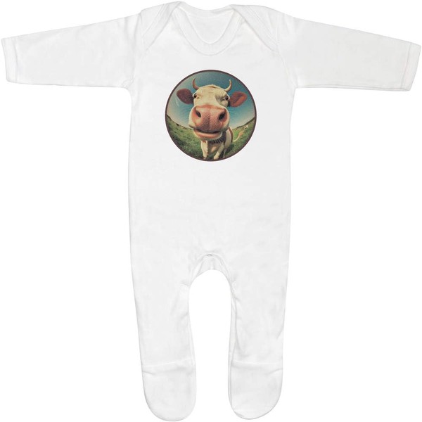 Azeeda 0-3 Monate 'Lächelnde Kuh' Baby Strampler/Schlafanzug (SS00098694)