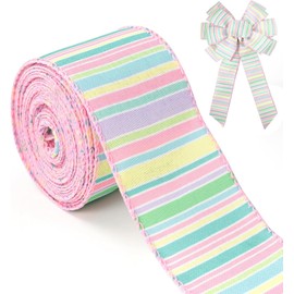 Easter Ribbon with Wired Edge, 2.5 Inch Spring Pastel Ribbon, Easter Ribbon, Easter Ribbons Decoration for Gift Wrapping, Easter Egg Bows, Easter Gifts, DIY Gift, Decoration Crafts