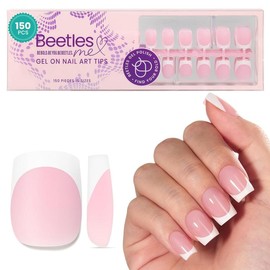 Beetles French Tip Press On Nails French Gel Nail No File Need  Fake Nails  4-in-1 DIY Manicure for Nail Extension Designs for Women #TikTokShopBacktoSchool:_Pink Short Square Gel Nail 150 Pcs
