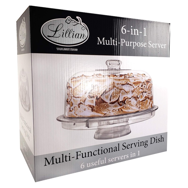 Cake Stand with Dome Cover, 6-in-1 Multi-Purpose Use, Cake Stand