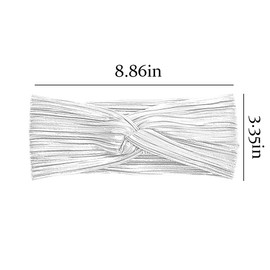 Wrinkle Wide Stretchy Headbands for Women Girls Silver Knot Headband for Fine Thin Hair Wrap No Slip Diso Headbands for Women Elastic Head Band for Sports Running Headbands Wrinkle Disco Head Wrap