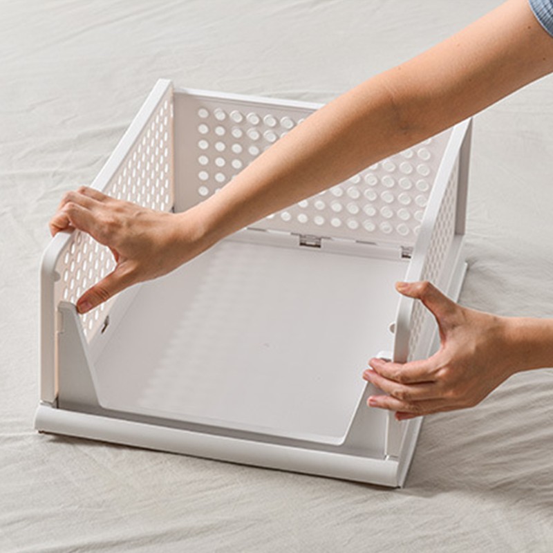 Stackable Storage Basket Plastic Large Open Drawer Wardrobe Cloth Container