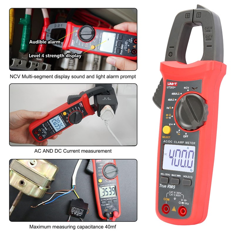UNI-T UT203+ Digital Clamp Meter AC/DC Current Auto Range True