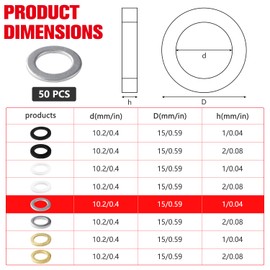 YIXISI 50 Pieces 10.2 x 15 x 1 mm Door Hinge Mounting Rings, Rings for Door Hinges, Room Door Washers, Door Hinge Washer, for Door Hinges, Carbon Steel