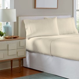 Celeste Home 190 GSM King, Ivory Sheet Set- Warm & Cozy - 100% Cotton Flannel Pre-Shrunk - Extra Soft - Deep Pockets - Easy Fit - Elastic All Around - Comfy - Double Brushed