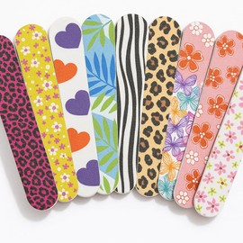 20 Mini Nail Files Double Sided Emery Boards, 180/240 Grit for Natural Nails, 9cm Colourful Patterned Nail Files. Home Travel and Handbag Use, Washable Nail Filing Boards for Everyday Nail Care
