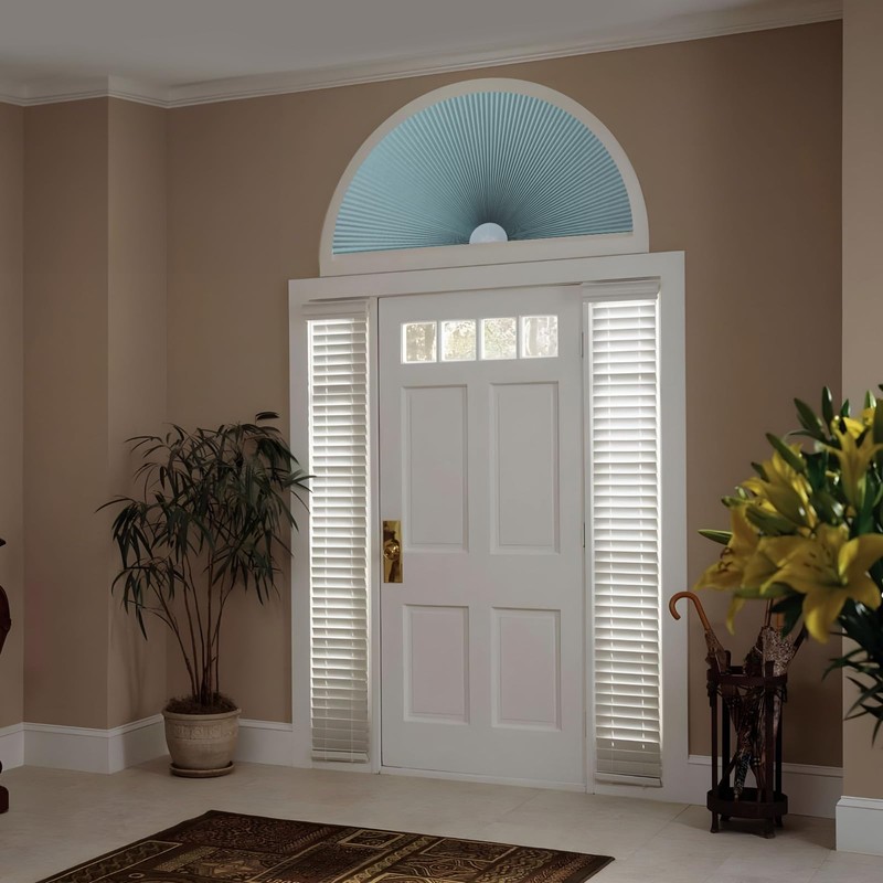 100% Light Blocking Arch Window Shades, Pleated Fabric Half Circle
