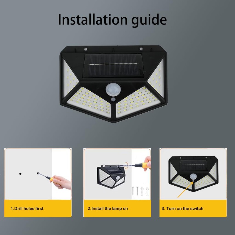 Hqynss Solar Lights for Outdoors,4pc Solar Spotlight with Motion Sensor,100LEDs,3MODES,1200mAh,Suitable