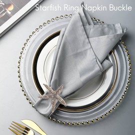 Hopbucan 8 Pack Crystal Starfish Napkin Rings,Rhinestone Napkin Ring Napkin Holders for Wedding, Beach Table Decor