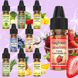 Food Flavoring Oil - 9 Flavors Liquid Lip Gloss Flavoring Oil, Concentrated Candy Flavors for Lip Balm, Cooking, Baking, Drinks, Soap and Slime Making - 0.25 Fl Oz (6ml) Bottles