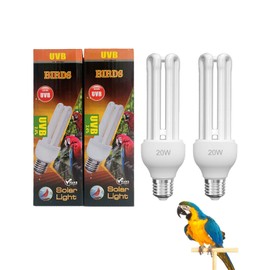 KINGYEENUO 2 Pack E26 UVA UVB Light Bulb for Birds 2.4 UVB 20W Compact Flourescent Lamp for All Kinds Captive Birds, Natural Sunlight Simulation Bird Parrot Light Bulb