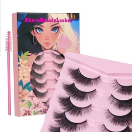 AKARA False Eyelashes Faux Mink Fluffy Eye Lashes Cat Eye Natural Look Wispy Lashes 3D Fox Eyelash Extensions 7 Pairs Pack-BN08