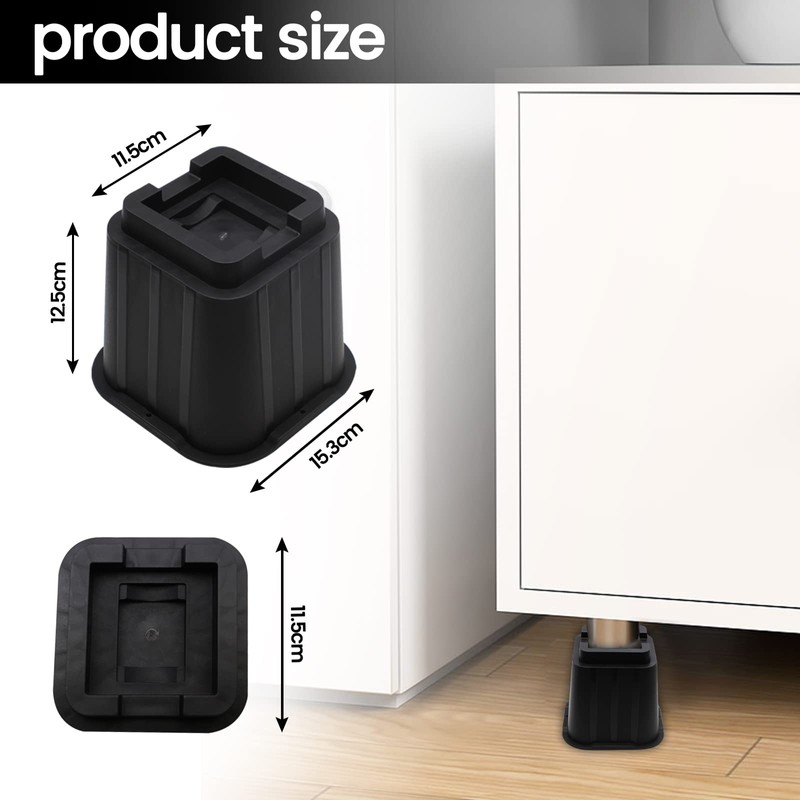 MYMULIKE Bed Risers 5 inch, Heavy Duty Bed Lifts Risers