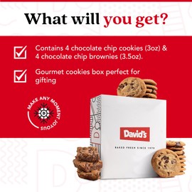 David's Cookies Gluten-Free Chocolate Chip Cookies and Brownies - Gourmet Bakery Desserts Ideal for a Delightful Food Gift for Family and Friends